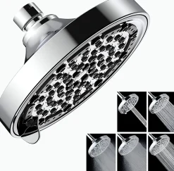 Pommeau De Douche, Flexible Et Barre De Douche|Vendos85 Pommeau de douche rond chromé 15 cm, 5 modes haute pression