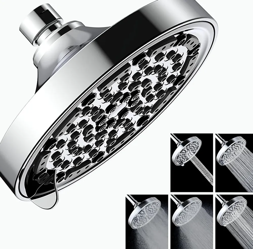 Pommeau De Douche, Flexible Et Barre De Douche|Vendos85 Pommeau de douche rond chromé 15 cm, 5 modes haute pression