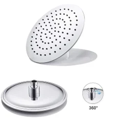 Kibath Pommeau de douche rond de 20 cm avec finition chromée brillante en laiton