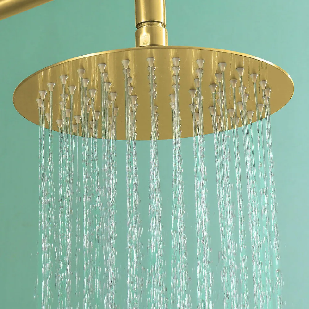 Kibath Pommeau de douche rond de 25 cm avec finition or brossé en acier inoxydable