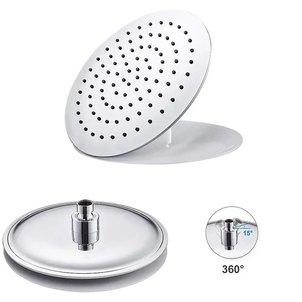 Colonne De Douche Mécanique|Kibath Pommeau de douche rond de 30 cm avec une finition chromée brillante en laiton