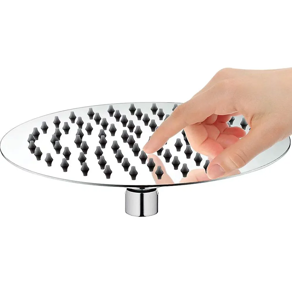 Colonne De Douche Mécanique|Kibath Pommeau de douche rond de 30 cm avec une finition chromée brillante en laiton