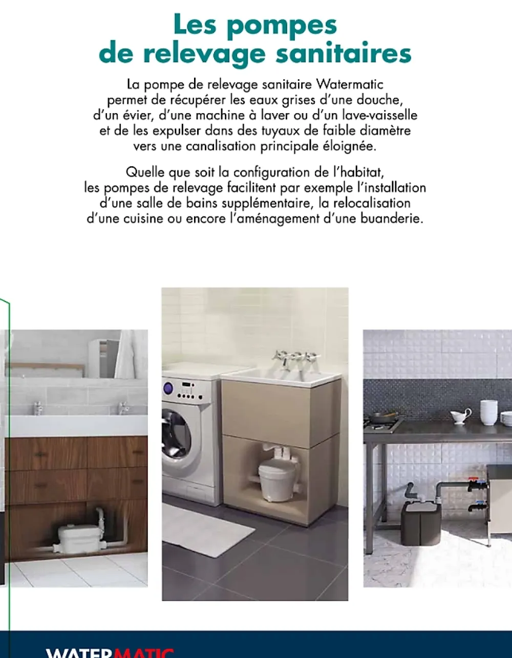 Wc Chimique Et Broyeur|Watermatic Pompe de relevage 2 entrées pour douche traditionnel ou extra plat VD80 évacuation de 1 douche+1 lavabo