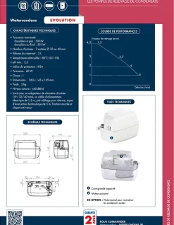Watermatic Pompe de relevage des condensats de chaudières GAZ à condensation WATERCONDENS (prévoir WATERNEUTRAL en option)