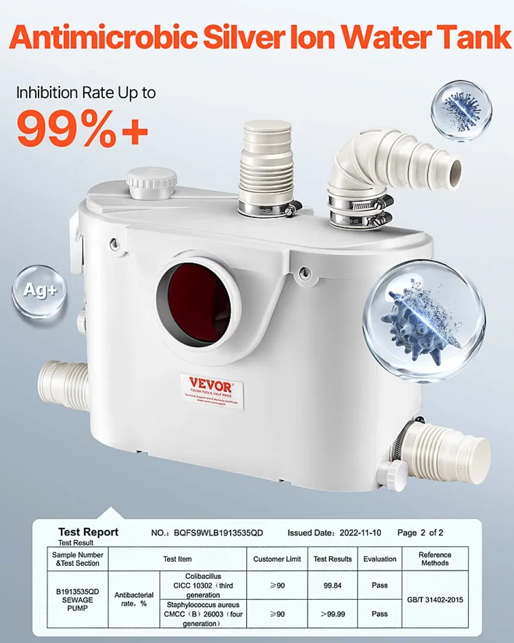 Wc Chimique Et Broyeur|Vevor Pompe macératrice 500W, sanitaire 4 entrées eau, 110 L min, ht. refoulement 8 m.
