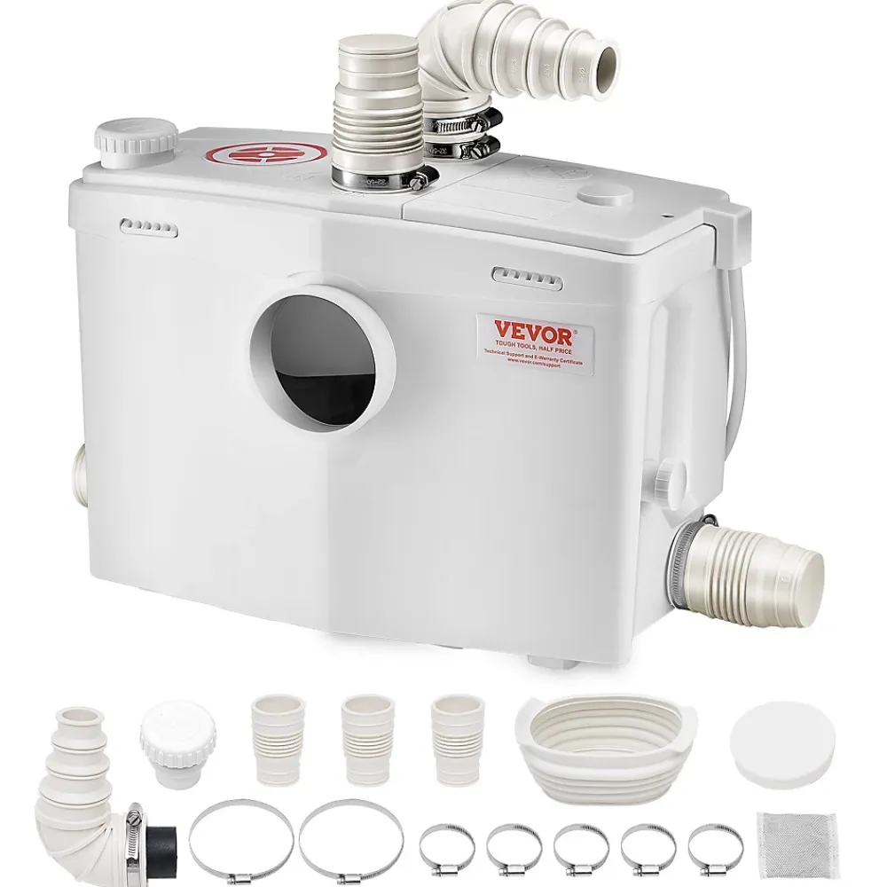 Wc Chimique Et Broyeur|Vevor Pompe macératrice 1200W, sanitaire 4 entrées eau, 180 L min, ht. refoulement 10 m.