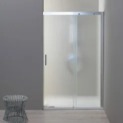 Kiamami Valentina Porte de douche 120 cm pour niche porte fixe droite en verre mat - dream