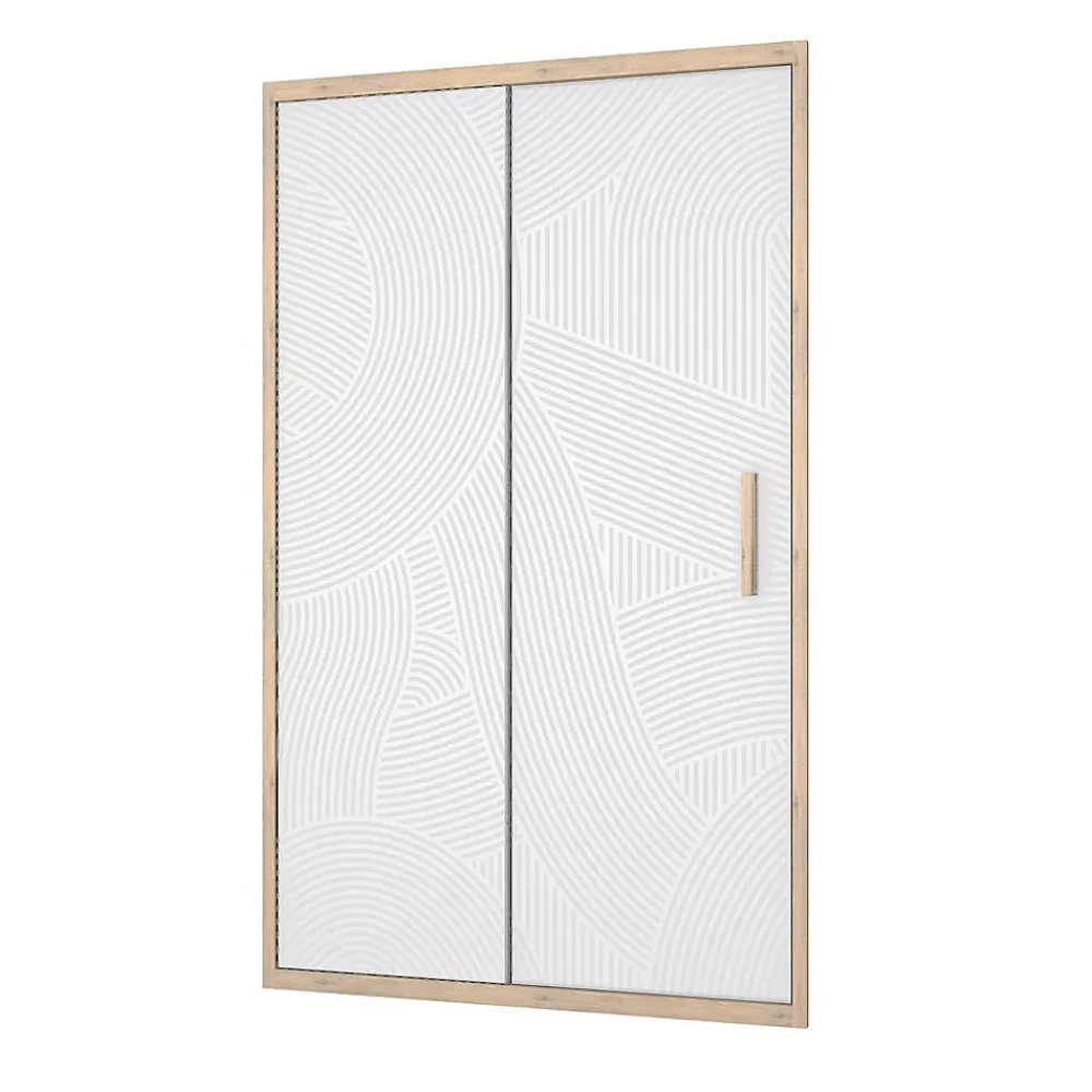 Paroi De Douche|Aurlane Porte de douche 120 coulissante HINATA - style Japandi courbes douces - Cadre effet Bois - Verre 6mm