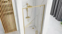 Rea Porte de douche à entrouvrir Rapid Swing Brushed Gold 90