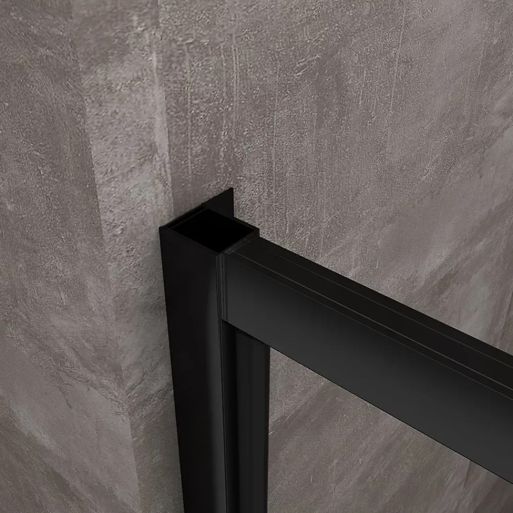 Porte De Douche|Laneri Porte de douche à ouverture battante roto-translante avec pivots asymétriques, cadre noir mat réversible Cm 116-119 H 200