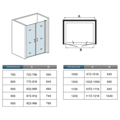 Porte De Douche|AICA Sanitaire Porte de douche battante 120cm en verre anticalcaire Porte de douche Hauteur 187cm