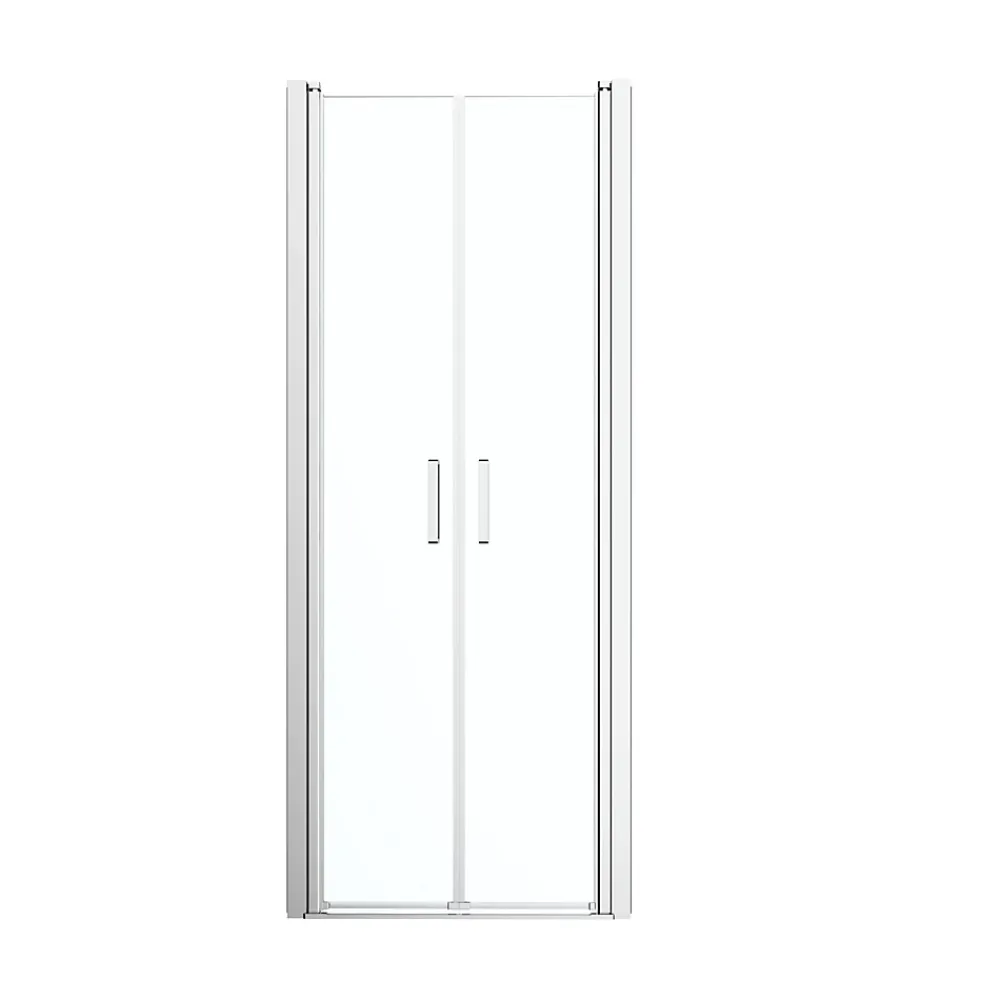 GoodHome Porte de douche battante l.80 x H.195 cm, verre transparent, profilés alu chrome, Ledava