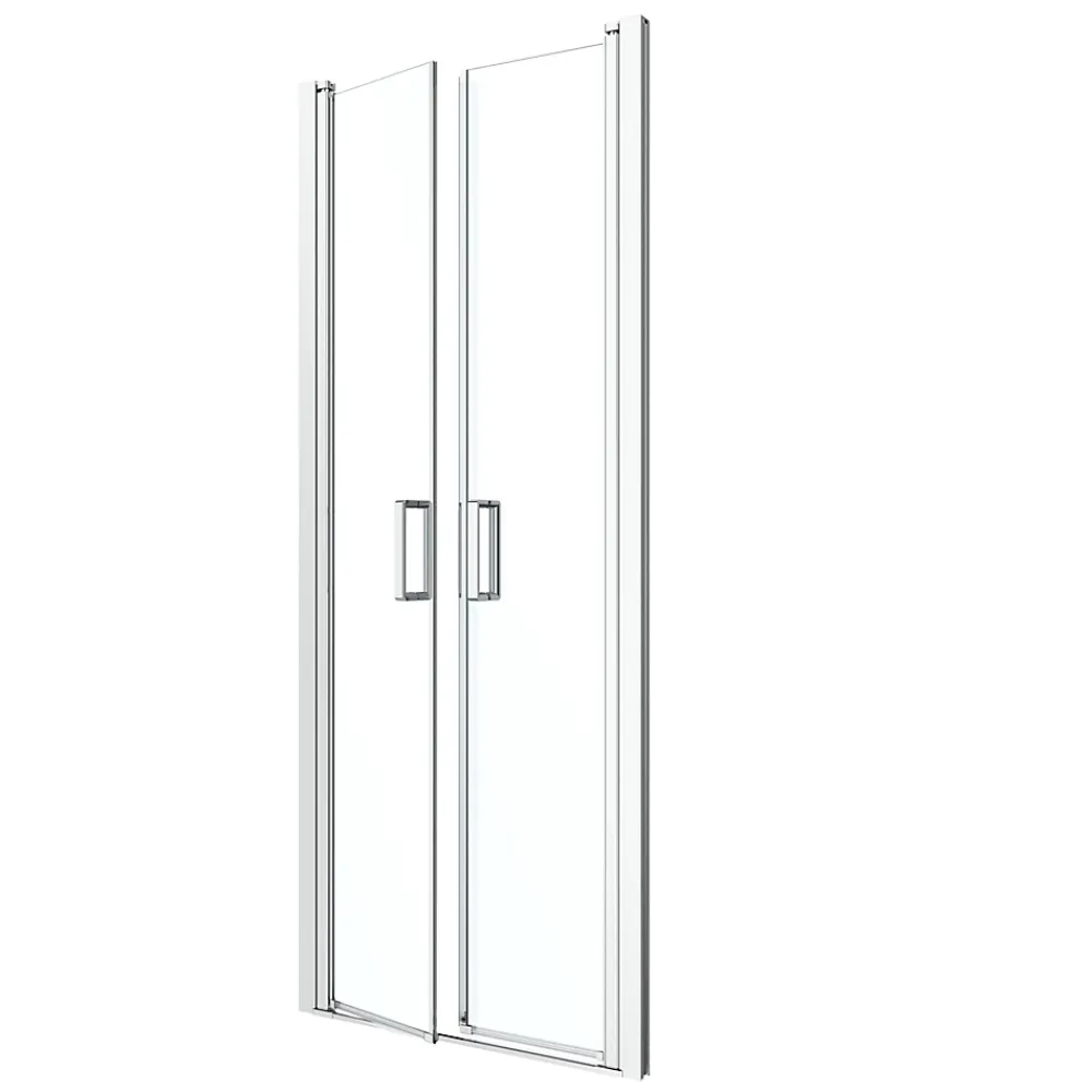 GoodHome Porte de douche battante l.80 x H.195 cm, verre transparent, profilés alu chrome, Ledava