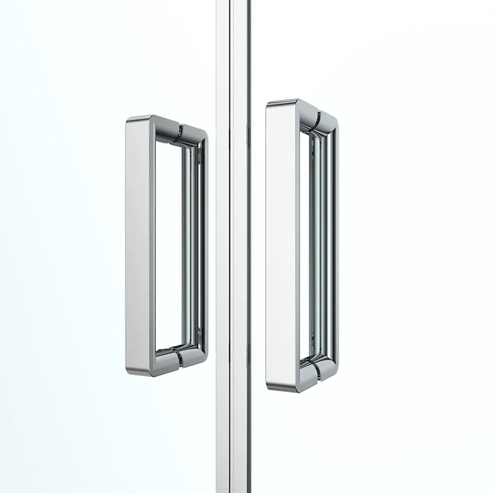GoodHome Porte de douche battante l.80 x H.195 cm, verre transparent, profilés alu chrome, Ledava