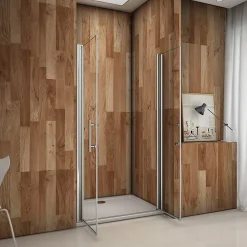AICA Sanitaire Porte de douche battante 100cm en verre anticalcaire Porte de douche Hauteur 197cm