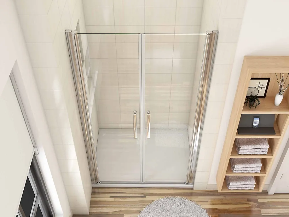 Porte De Douche|AICA Sanitaire Porte de douche battante 80cm en verre anticalcaire Porte de douche Hauteur 187cm