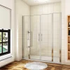 Porte De Douche|AICA Sanitaire Porte De Douche Battante 165x187cm Porte Battante Avec 2 éléments Fixes En 6mm Verre Anticalcaire