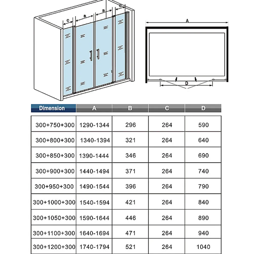 Porte De Douche|AICA Sanitaire Porte De Douche Battante 165x187cm Porte Battante Avec 2 éléments Fixes En 6mm Verre Anticalcaire
