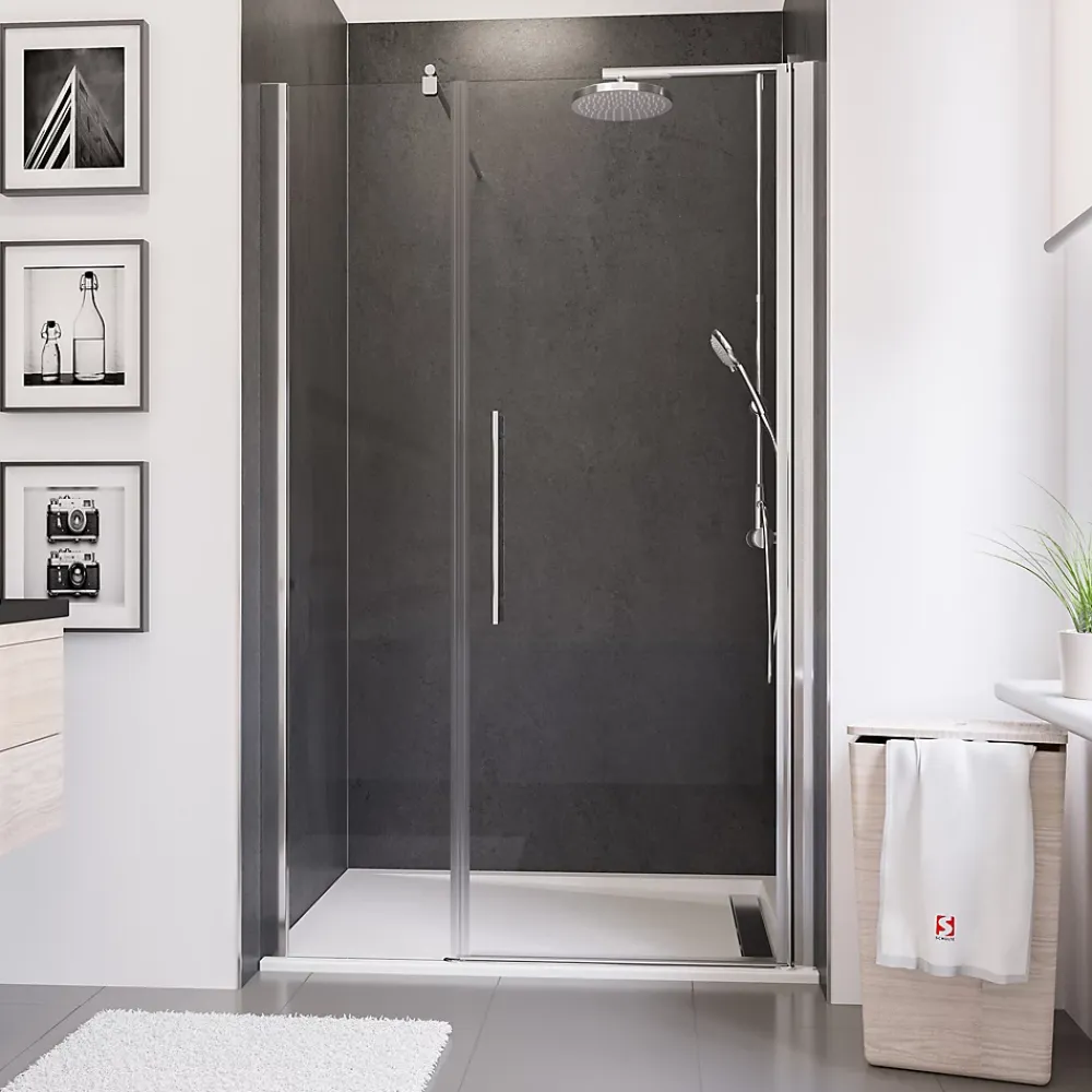 Porte De Douche|Schulte Porte de douche battante l.140 x H.192 cm, verre transparent, profilé chromé, NewStyle