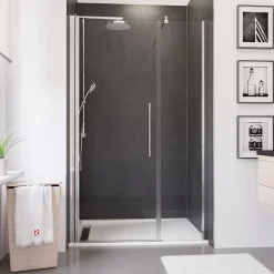 Porte De Douche|Schulte Porte de douche battante l.140 x H.192 cm, verre transparent, profilé chromé, NewStyle