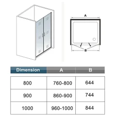 AICA Sanitaire Porte de douche battante 100cm en verre trempé anticalcaire profil et poignée Noir Mat douche italienne hauteur 200cm