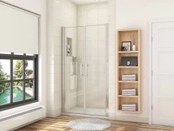 AICA Sanitaire Porte de douche battante 85cm en verre anticalcaire Porte de douche Hauteur 187cm