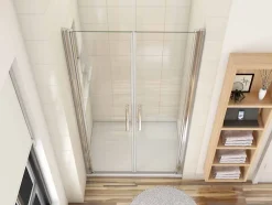 AICA Sanitaire Porte de douche battante 85cm en verre anticalcaire Porte de douche Hauteur 187cm