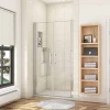 AICA Sanitaire Porte de douche battante 105cm en verre anticalcaire Porte de douche Hauteur 187cm