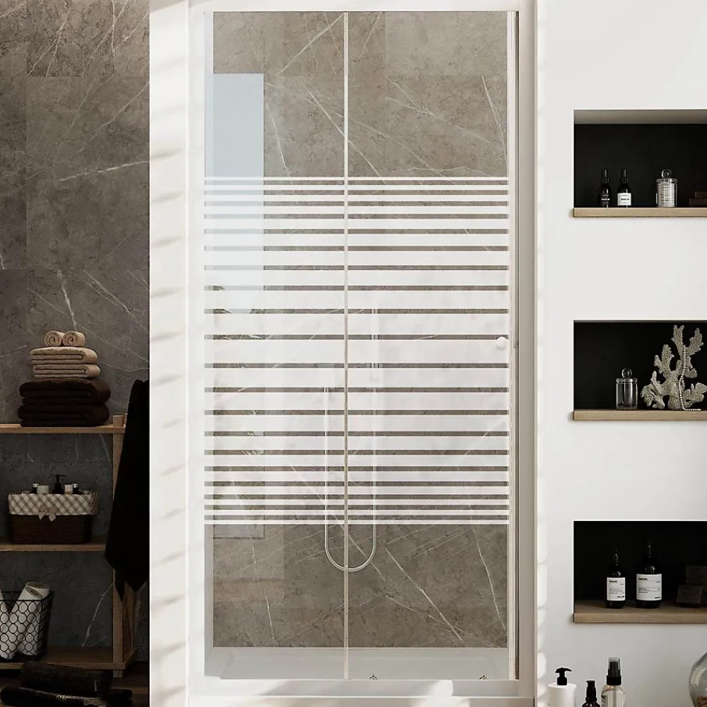 Porte de Douche Blanche 140 CM H185 Verre Sérigraphié mod. Blanc