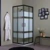 Kiamami Valentina Porte De Douche Carrée 90X90 Avec Portes Sérigraphiées Et Profilés Noirs - City