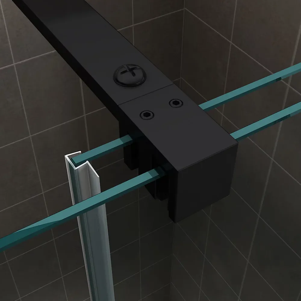 Porte De Douche|Saniverre Porte de douche coulissante NAPOLIBLACK H.200 x L. 170 cm verre transparent 8 mm -