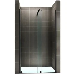 Porte De Douche|Saniverre Porte de douche coulissante NAPOLIBLACK H.200 x L. 170 cm verre transparent 8 mm -