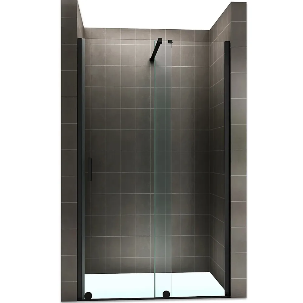 Porte De Douche|Saniverre Porte de douche coulissante NAPOLIBLACK H.200 x L. 170 cm verre transparent 8 mm -