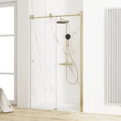 Porte De Douche|Schulte Porte de douche coulissante l.100 x H.200 cm, verre transparent, profilé doré mat, MasterClass
