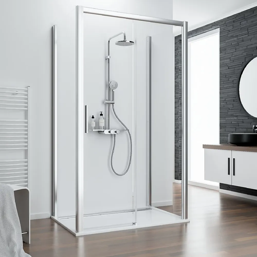 Schulte Porte de douche coulissante l.140 x H.200 cm, profilé chrome, Impériale 8