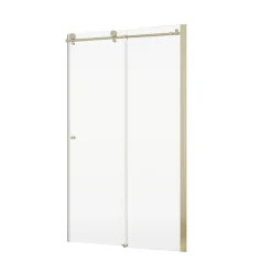 Schulte Porte de douche coulissante l.120 x H.200 cm, verre transparent, profilé doré mat, MasterClass
