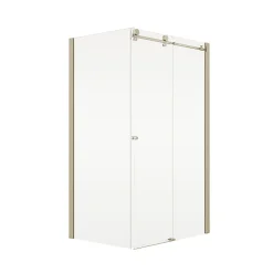 Schulte Porte de douche coulissante avec paroi latérale l.120+80 x H.200 cm, verre transparent, profilé doré mat, MasterClass