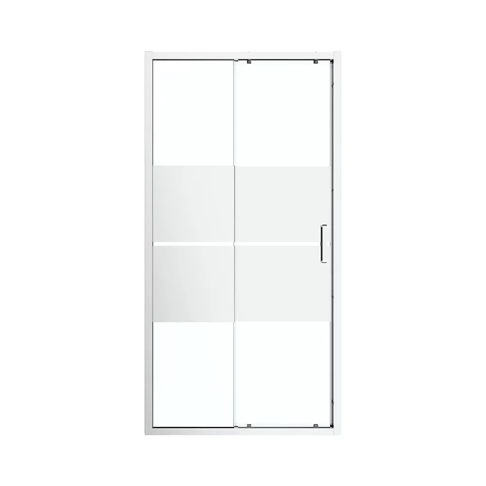 GoodHome Porte de douche coulissante l.120 x H.195 cm, bandes miroir, profilés alu chrome, Ledava