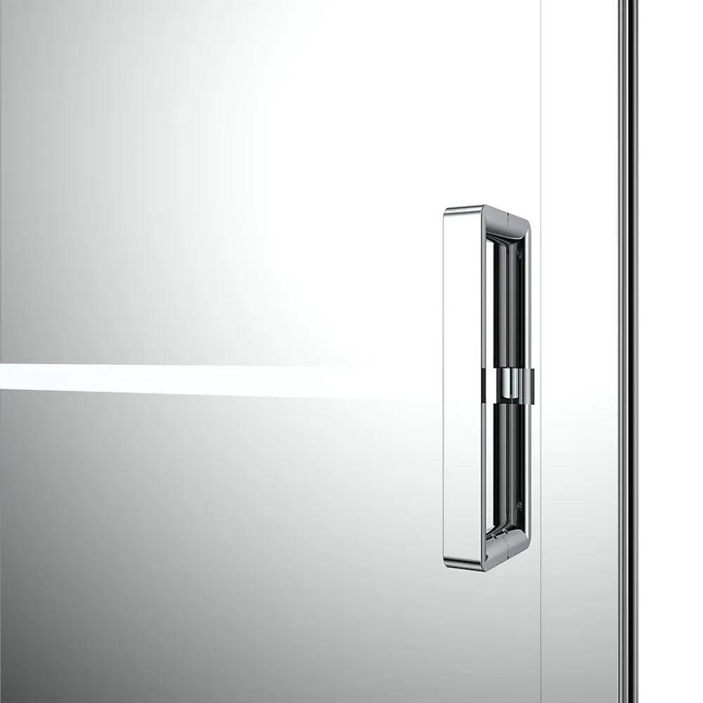 GoodHome Porte de douche coulissante l.120 x H.195 cm, bandes miroir, profilés alu chrome, Ledava