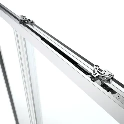 GoodHome Porte de douche coulissante l.120 x H.195 cm, bandes miroir, profilés alu chrome, Ledava