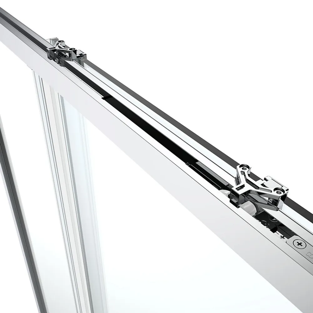 GoodHome Porte de douche coulissante l.120 x H.195 cm, bandes miroir, profilés alu chrome, Ledava