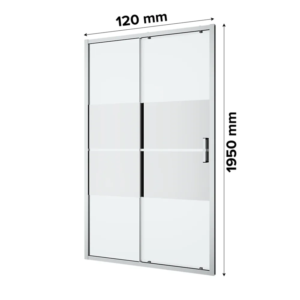 GoodHome Porte de douche coulissante l.120 x H.195 cm, bandes miroir, profilés alu chrome, Ledava