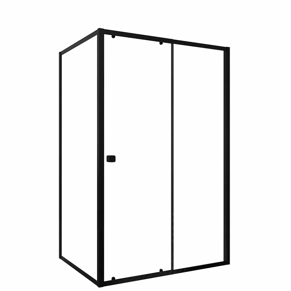 Paroi De Douche|Aurlane Porte de Douche Coulissante Extensible 100x185cm et Retour Fixe 90cm - Noir - BLACK SLIDE