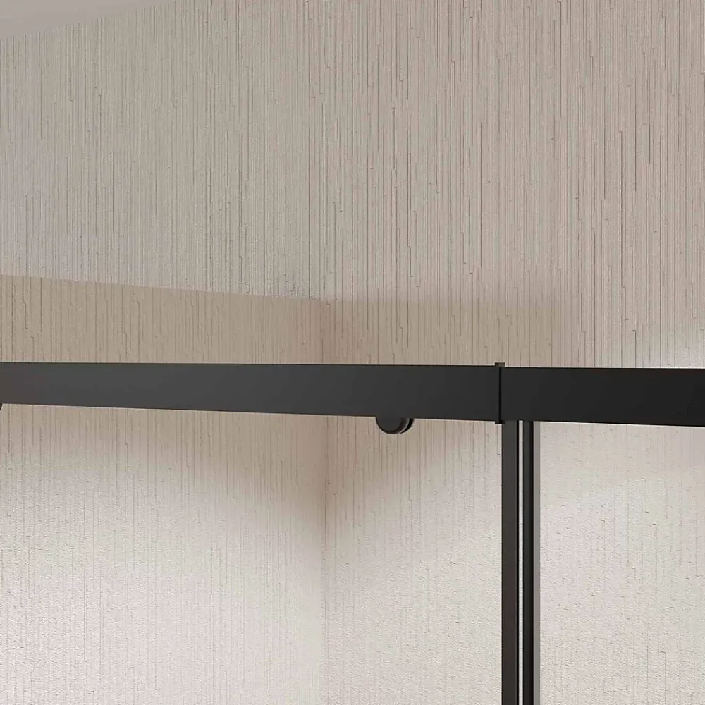 Aurlane Porte de douche Coulissante Noir 100x185cm - Extensible de 98.5 à 112.5cm - BLACK SLIDE 100