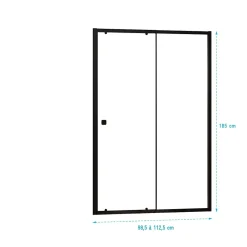 Aurlane Porte de douche Coulissante Noir 100x185cm - Extensible de 98.5 à 112.5cm - BLACK SLIDE 100
