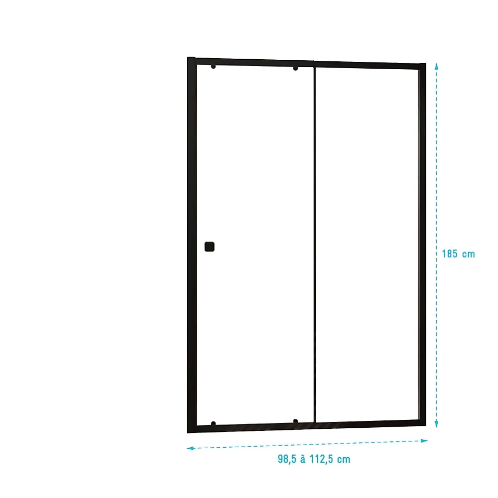 Aurlane Porte de douche Coulissante Noir 100x185cm - Extensible de 98.5 à 112.5cm - BLACK SLIDE 100