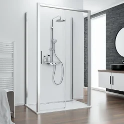 Schulte Porte de douche coulissante l.140 x H.200 cm ouverture gauche, profilé chrome, Impériale 8