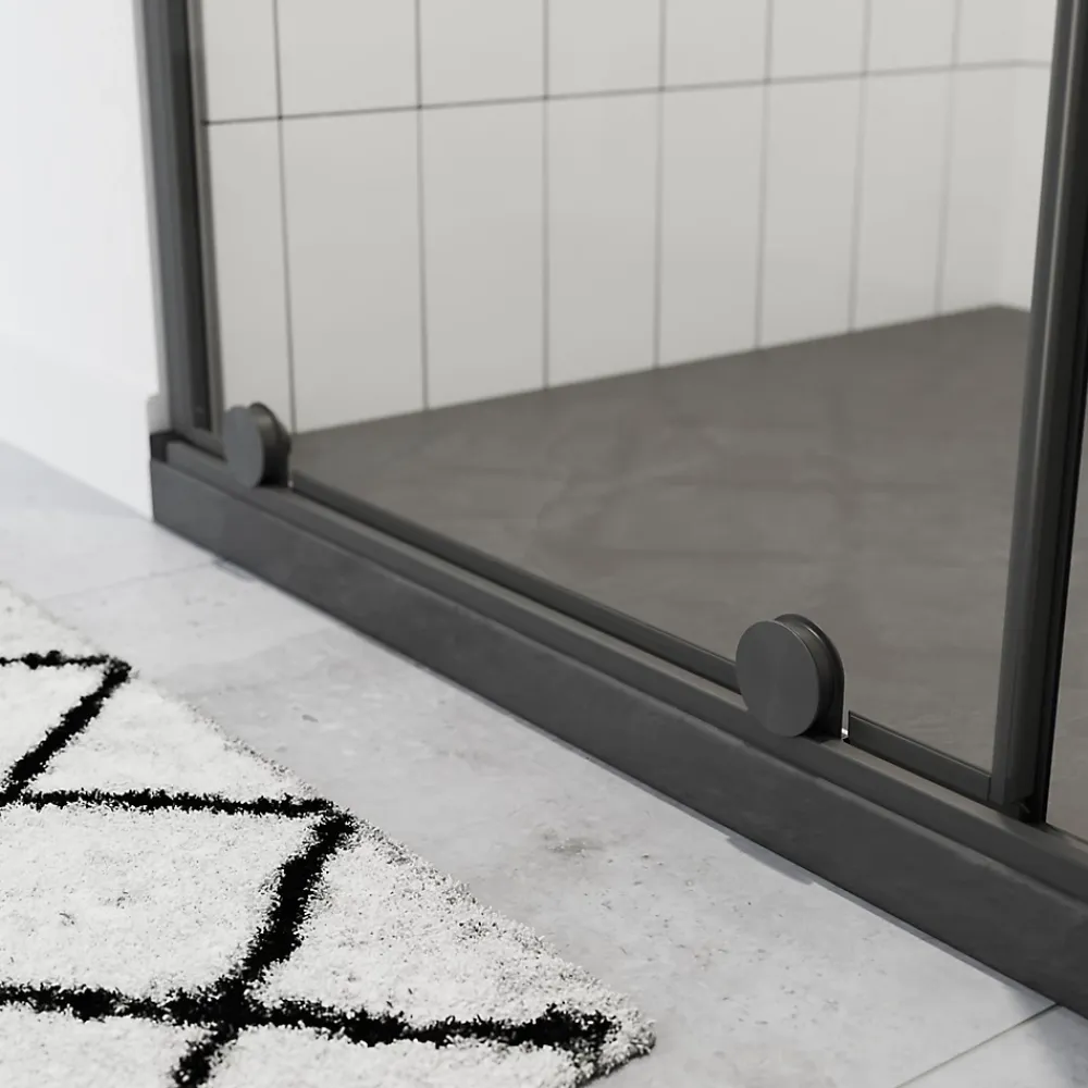 Porte De Douche|GoodHome Porte de douche coulissante Ezili transparent profilé noir 100 cm