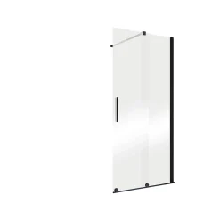 Schulte Porte de douche coulissante avec roulettes l.100 x H.200 cm, verre transparent anticalcaire, profilé noir mat, NewStyle