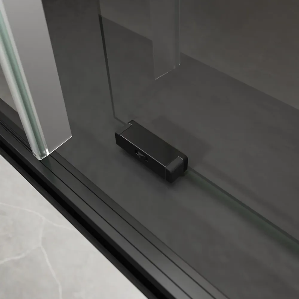 Porte De Douche|Schulte Porte de douche coulissante droite l.120 x H.200, verre transparent, profilé noir, Trend2.0